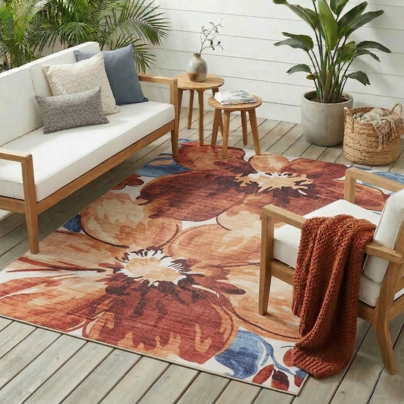 Tapis intérieur / extérieur Kai, Rectangle 4pi x 6 pi, Red Orange Blue