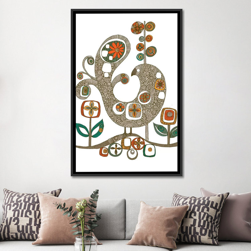 Folk Bird, impression sur toile tendue, H 12 po x l 8 po x P 0,75 po, Toile tendue