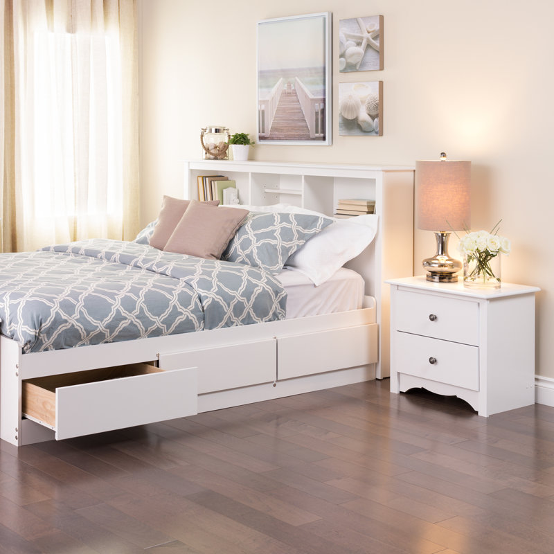 Table de chevet traditionnelle à 2 tiroirs l 23,25 po Wahhaj, table d'appoint traditionnelle, table de chevet, rangement pour chambre à coucher, salon, bureau, P 16 po x l 23,25 po x H 21,75 po, blanc