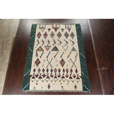 Moroccan One-of-a-Kind 8'3" X 10'8" Wool Area Rug in Ivory