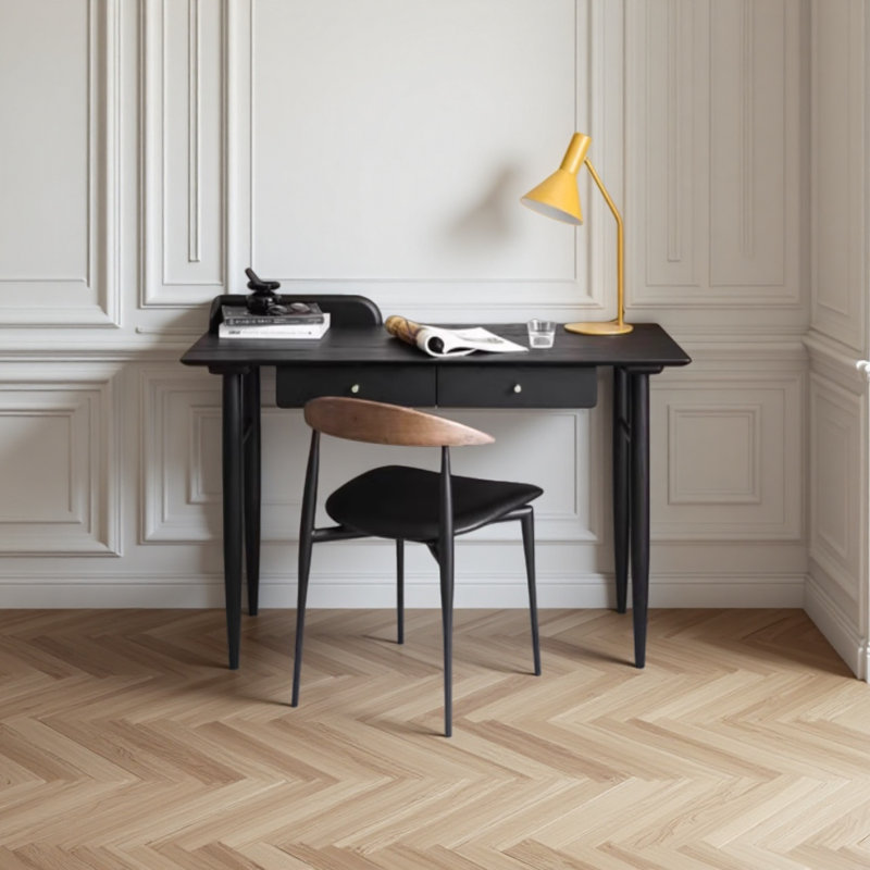 Bureau en bois massif double chêne fumé