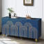 Buffet moderne cannelé avec rangement, élément courbe avec lignes strictes, armoire de rangement à 4 portes avec tablettes réglables pour la cuisine, la salle à manger et le salon-1054595851
