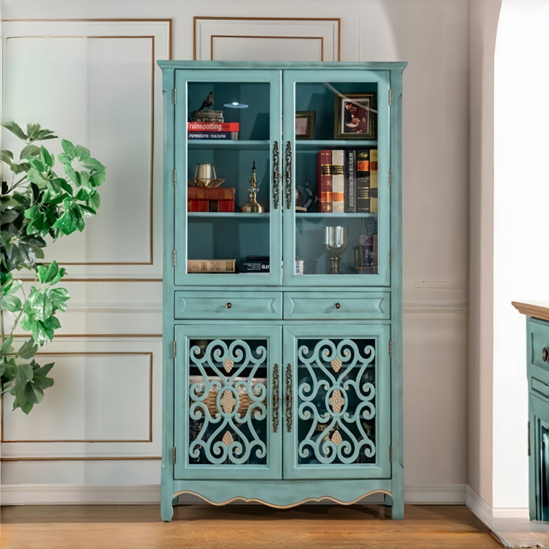 Vitrine simple américaine rétro, Bleu