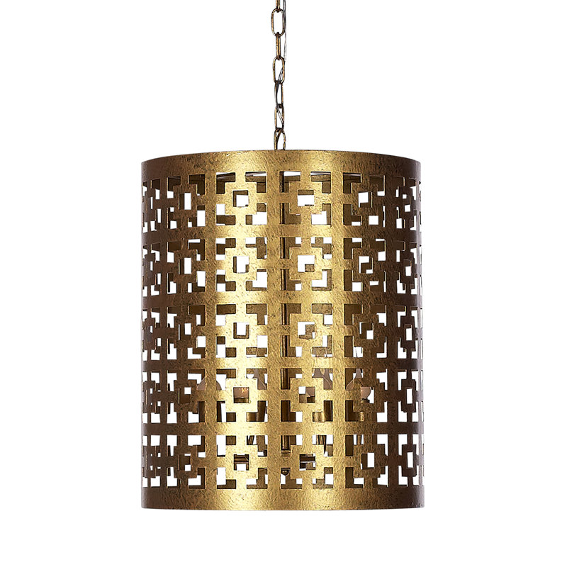 Fifth 6 - Light Unique Cylinder Pendant, Gold Leaf