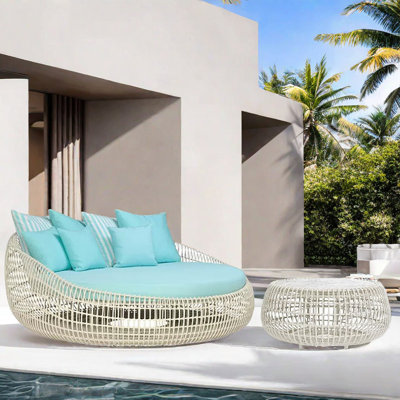 PE Rattan Patio Sofa Set Wicker 2 - Person Patio Conversation Set with Cushions