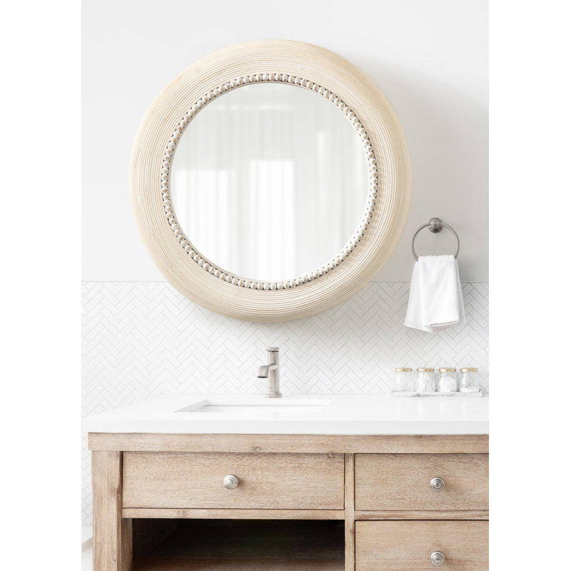 Circle Mirror with Beaded Detail