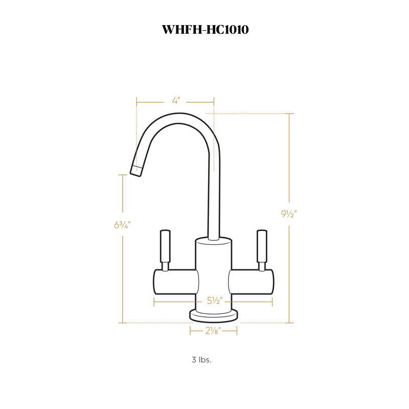 Whitehaus Point of Use Instant Hot/Cold Water Drinking Faucet with Gooseneck Swivel Spout, Brushed Nickel