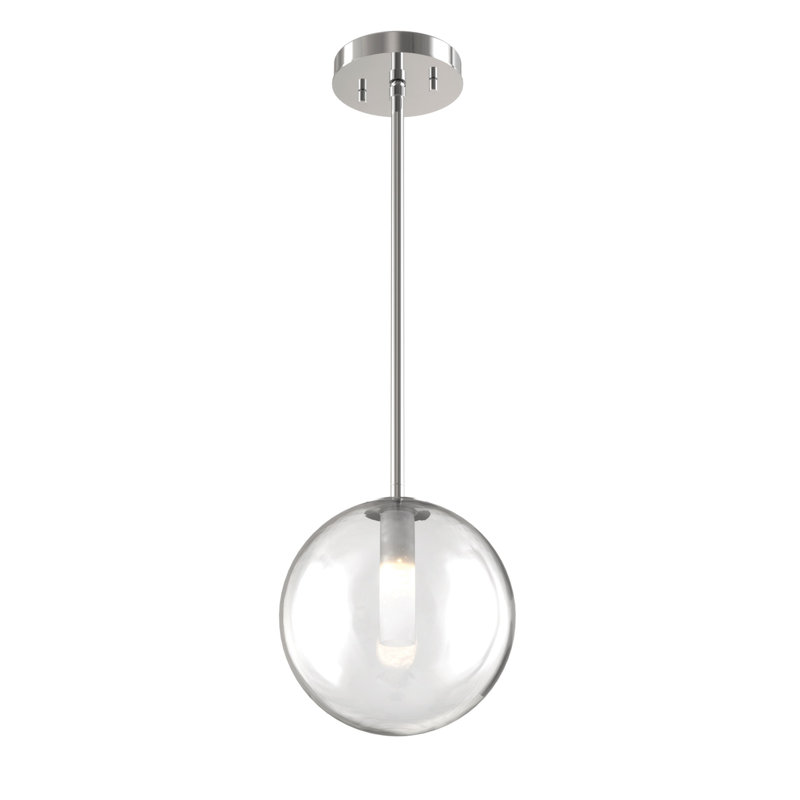 Luminaire sphère suspendu 1 lumières simple Sumner, Transparent, Chrome