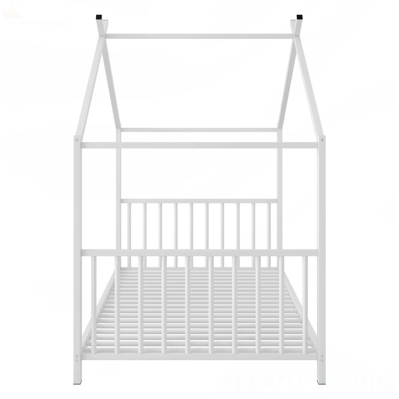 Lit plateforme simple en métal, Blanc