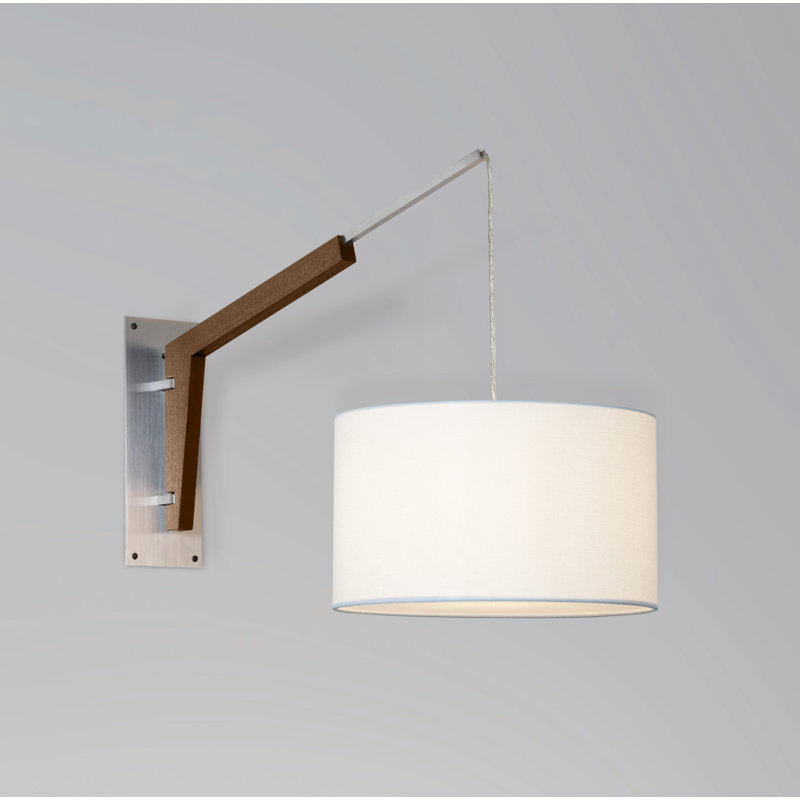 Talea Solid Wood Swing Arm Sconce, Brushed Aluminum/Walnut, White
