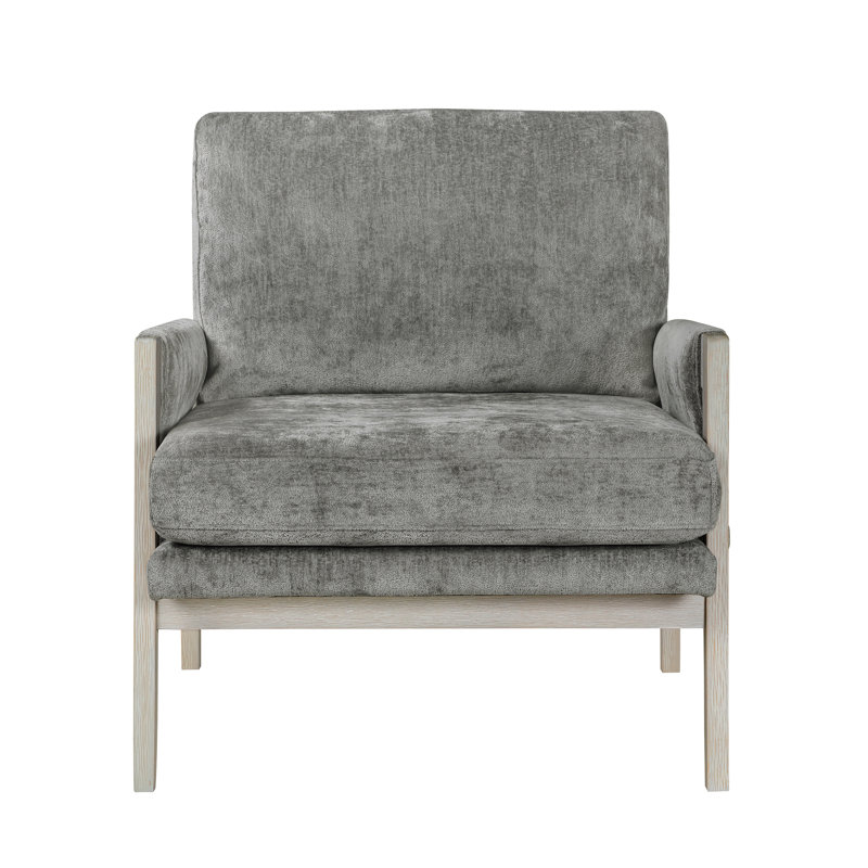 Fauteuil en chenille avec accoudoirs et 4 pieds, Chenille grise