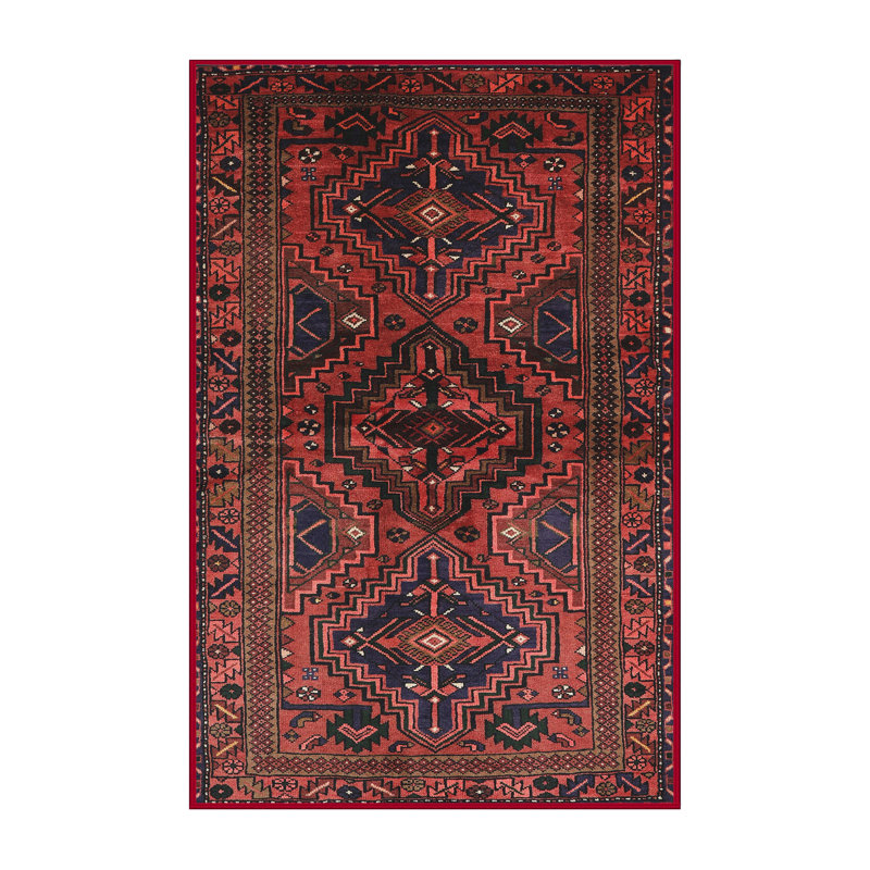 Tapis rouge / noir Southwestern, Rectangle 7 pi x 9 pi