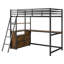 Lit mezzanine moderne multifonctionnel en métal et en bois avec bureau pour une vie élégante et efficace