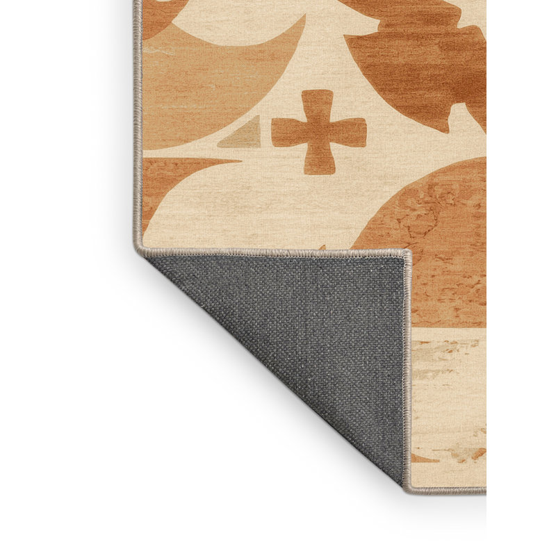 Tapis beige moelleux moelleux à motif de blocs d'inspiration mondiale Arepas - reliure beige, 8 x 12