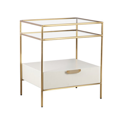 58.9cm W Solid + Manufactured Wood Bedside Table