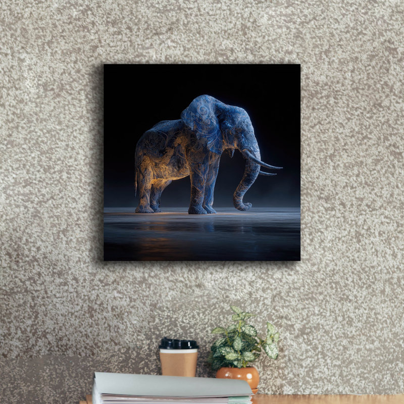  «Magestic Moonlight Elephant» par Ann Klee, art mural sur toile, 18 po x 18 po, H 18 po x l 18 po