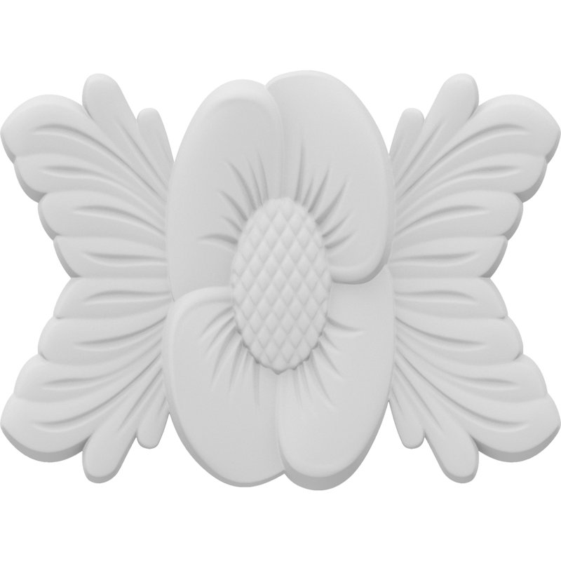H W D Composite Rosette Applique, 6.75" H x 9" W x .63" D