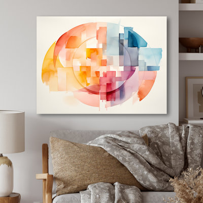 Pastel Color Geometric Ink Collage II - Geometric Metal Wall Art MT137599