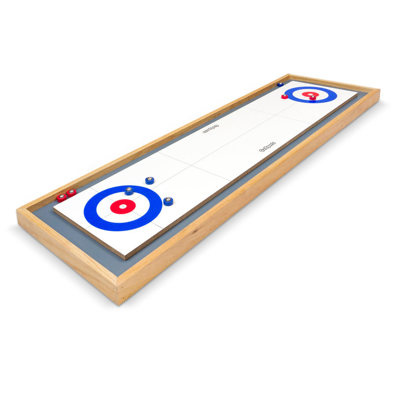 Solid Wood Double-Sided Shuffleboard and Curling Tabletop Game