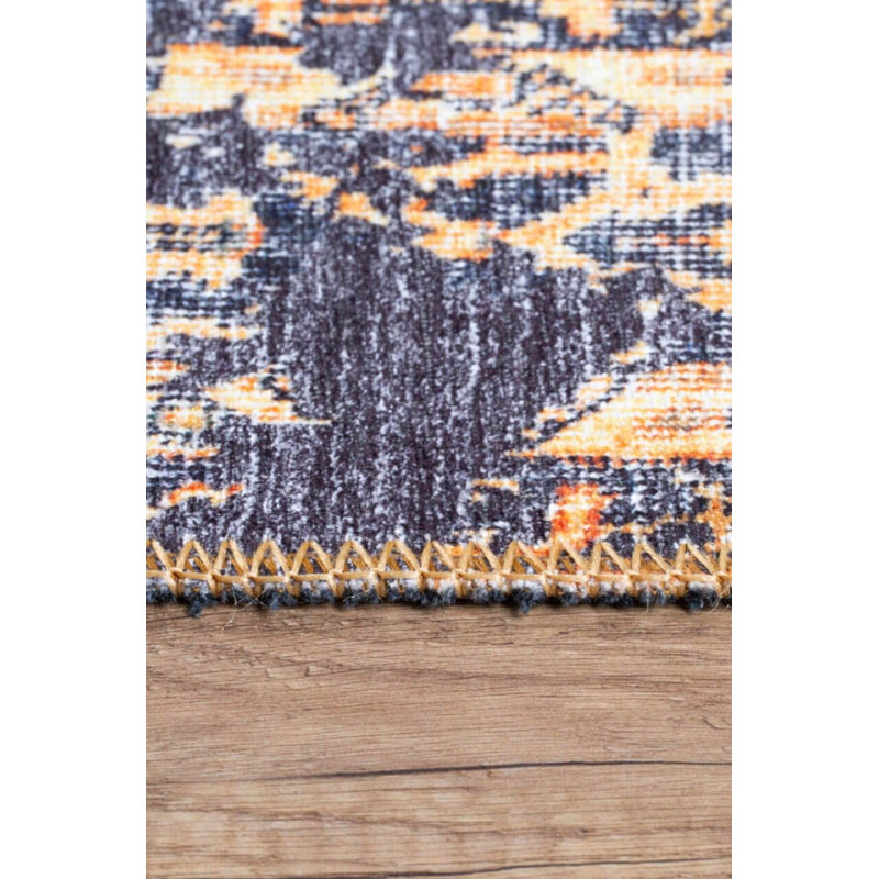 Tapis décoratif jaune à motif tissé rétro, Rectangle 3 pi 10 po x 5 pi 3 po