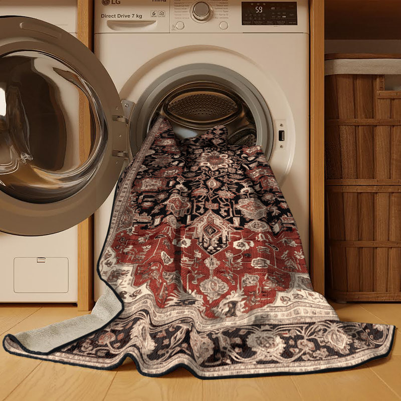 Machine Washable Persian Brown Area Rug, Square 3'