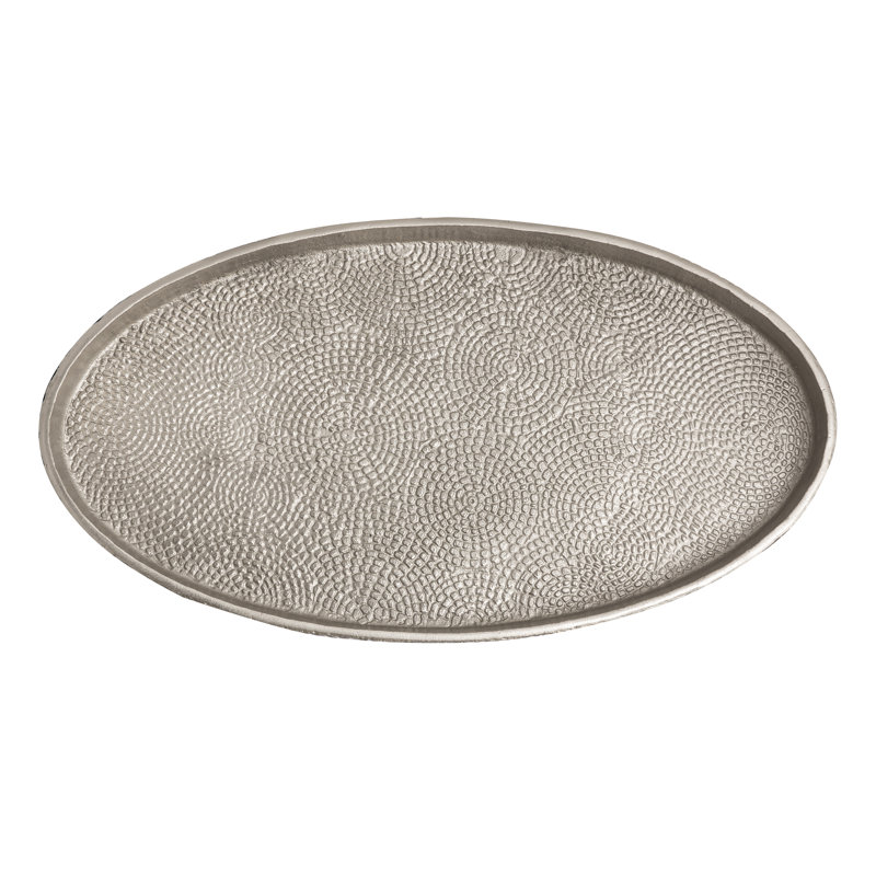 Plateau ovale à galets - ensemble de 2 nickel, Antique Nickel