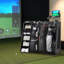 Support de rangement pour sac de golf en bois avec 3 compartiments, 5 tablettes, pouvant contenir 2 sacs et 14+ clubs-1414770006