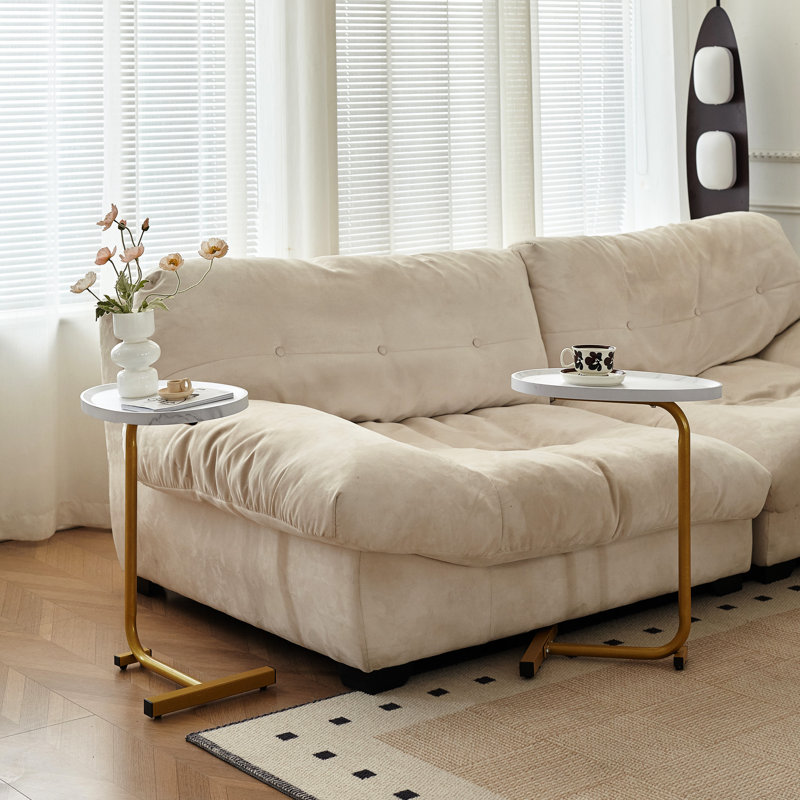 Table de chevet compacte en C - pratique pour la lecture de 17,8 po de profondeur, polyvalente pour le salon et la chambre à coucher, largeur de 11,92 po