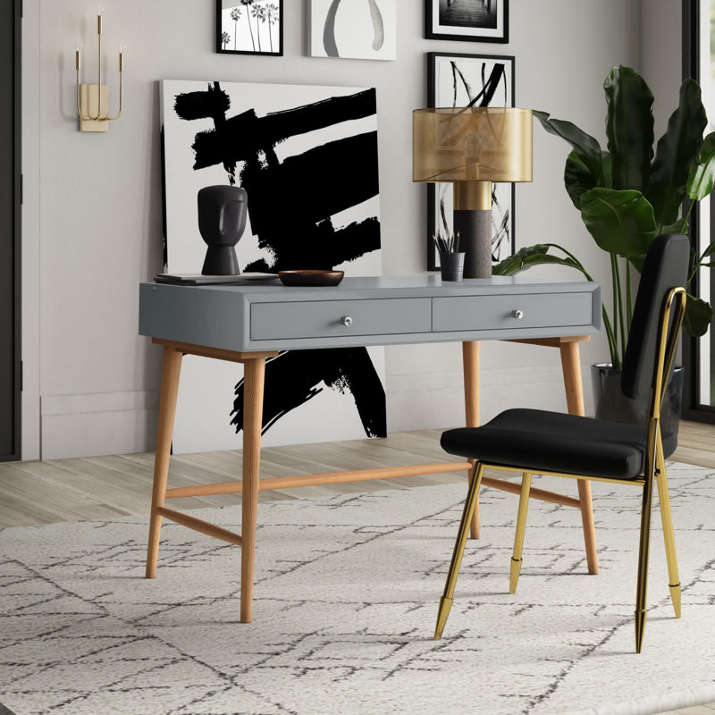 Athey Solid Wood Top Writing Desk, Frost Gray