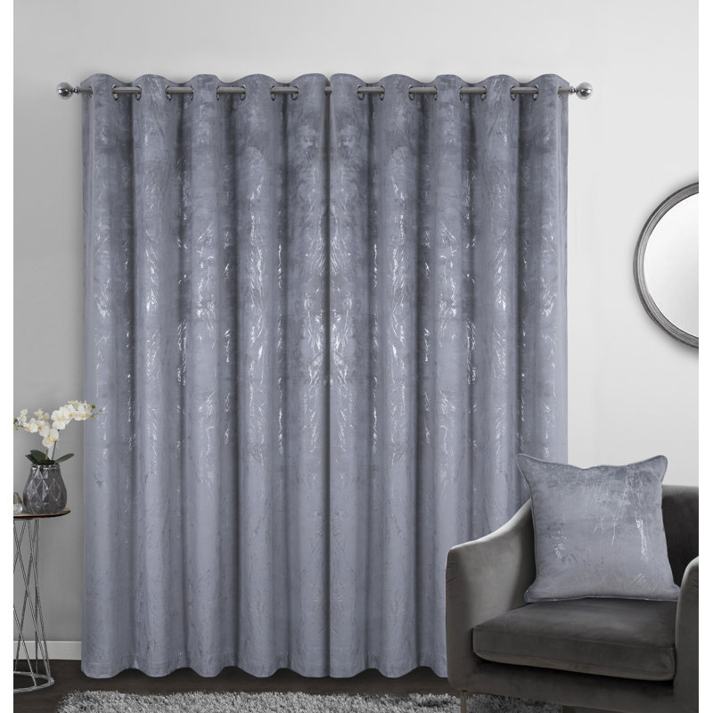 Marble Splash Room Darkening Curtain Panel Pair, Width 117 x Drop 183cm, Grey