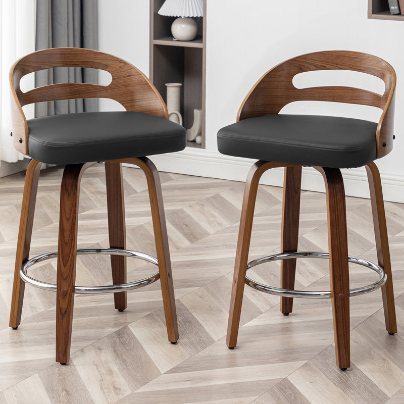 Mahtab Swivel Bar Stool, Black, Counter Stool (65cm Seat Height)