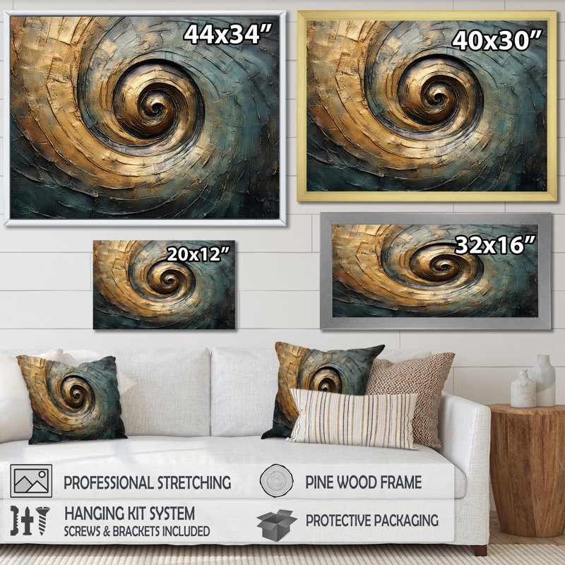 Dahir - Abstract Spirals, art mural, H 12 po x l 20 po x P 1 po, Toile tendue