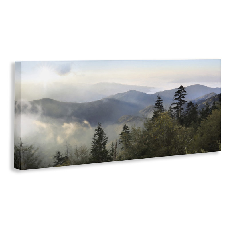 «Panoramic Cloudy Mountainous Nature» par Sally Swatland - photographie, H 13 po x l 30 po