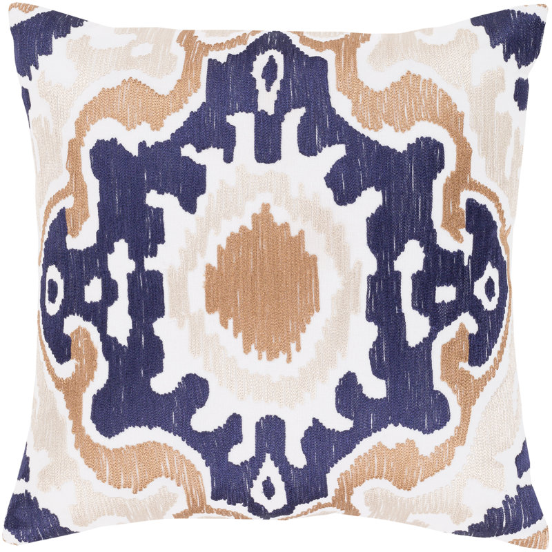 Effulgence Cotton Throw Pillow, 18" x 18", Navy
