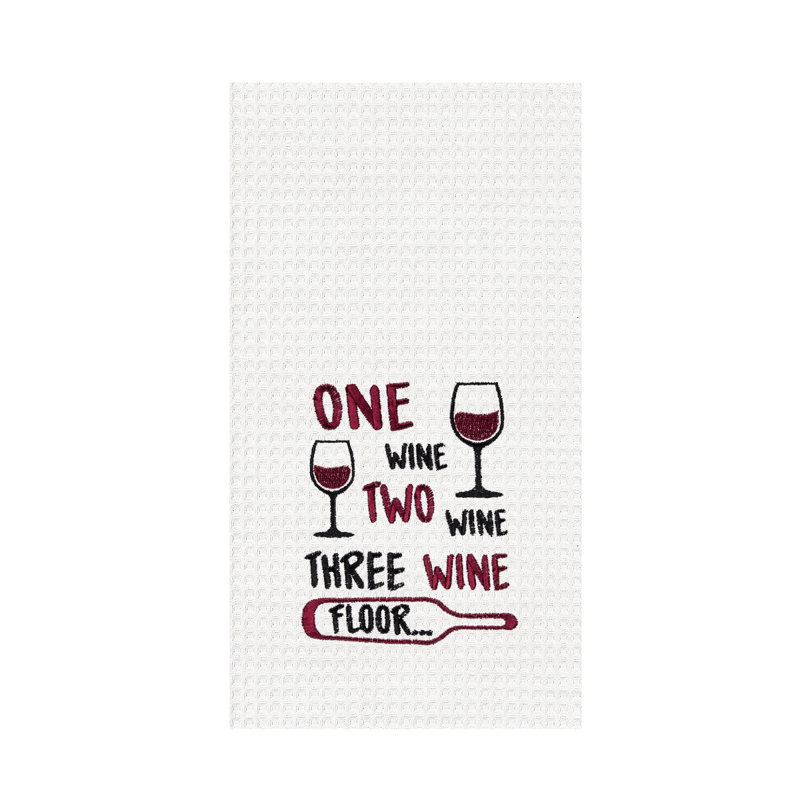 "One Wine Two Wine Three Wine" Waffle Weave Dishtowel
