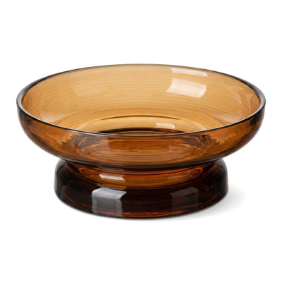 Amber And Black Contrast Glass Fruit Bowl, Living Room Snack And Fruit Bowl Decor