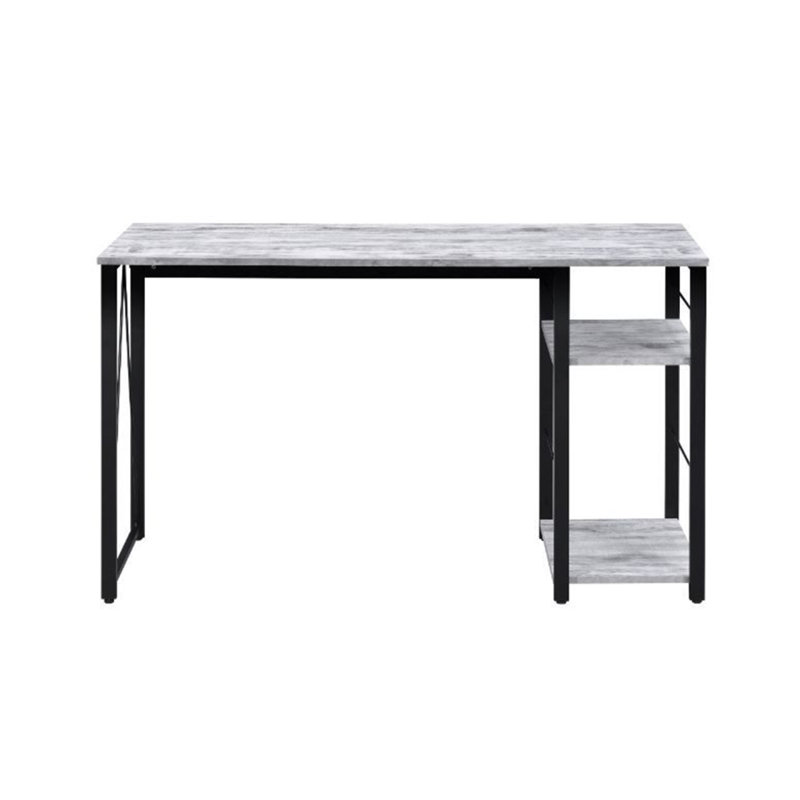 Bureau d'écriture rectangulaire avec tablette à 2 niveaux, blanc antique et noir, Blanc/Noir