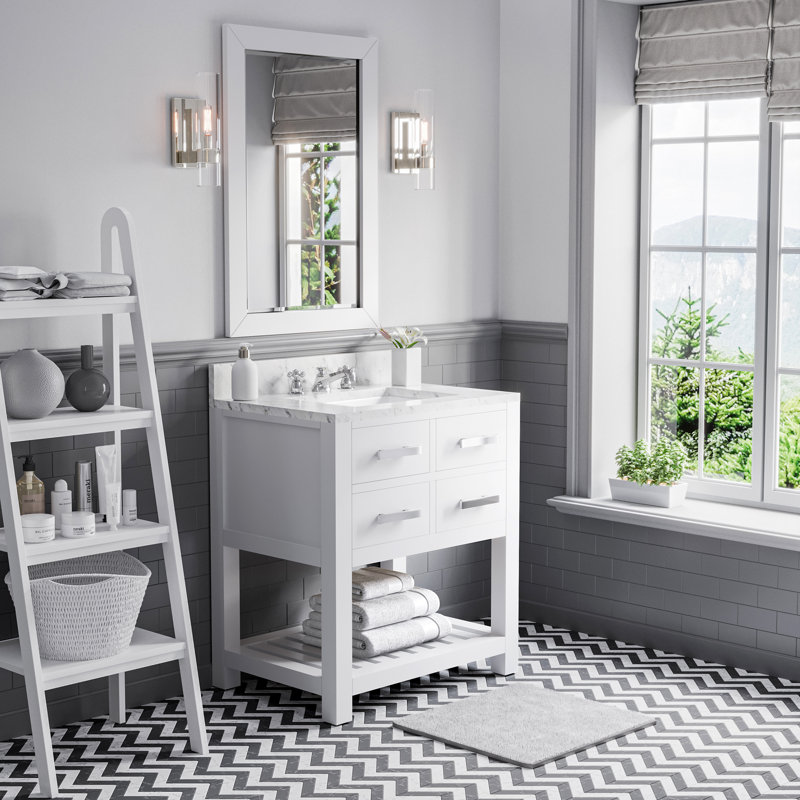 Madalyn 24" Single Sink Bathroom Vanity Set with Mirror, Solid White, Faucet Included
