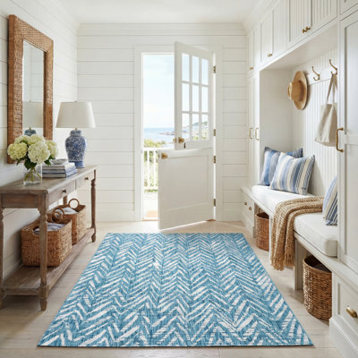 Adamski Chevron Blue/Gray Indoor/Outdoor Area Rug