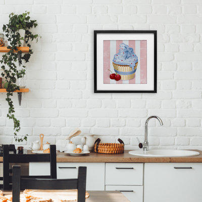 «Pastel Cupcake & Cherries», reproduction encadrée sous verre, design par Lori Mosley