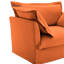 Simple, orange, fauteuil en chenille, confort luxueux, grand dossier et coussins décoratifs, housses amovibles, structure solide de construction stable