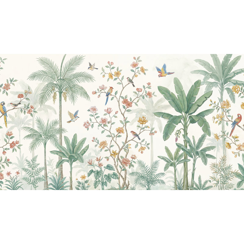 Papier peint palmiers tropicaux, 100 po x 96 po, Peler et coller