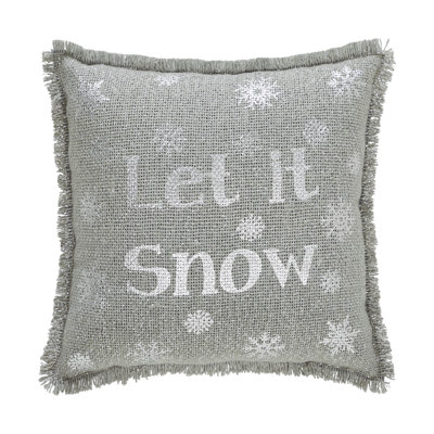 Yuletide Burlap Fringed Reversible Throw Pillow