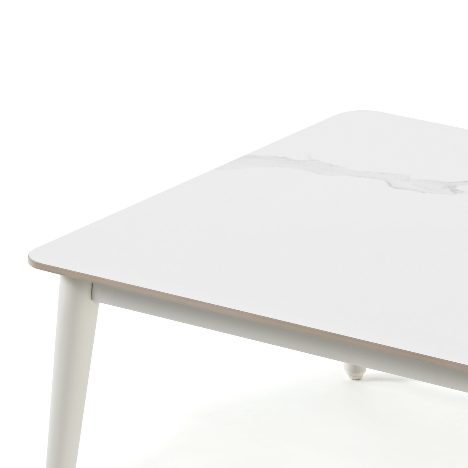 Silvie 1-Piece Aluminum Patio Coffee Table With Stone Slab Tabletop