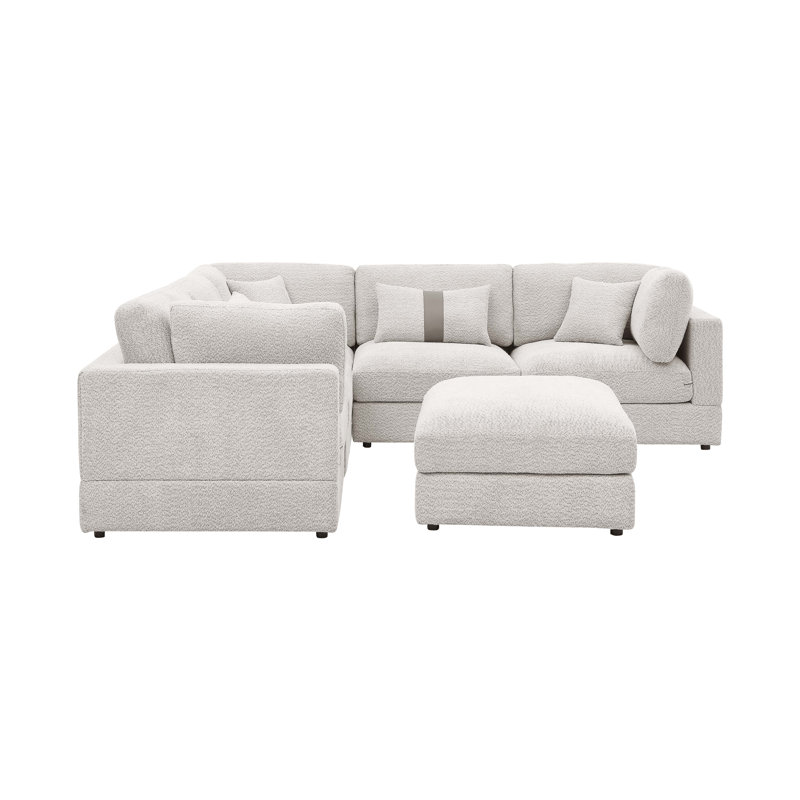 Luxecloud Modular Sectional, Khaki/Cream Boucle/Polyester
