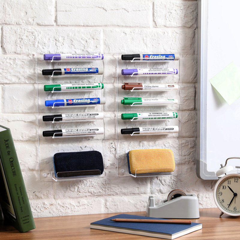 7-Slot Acrylic Wall Mounted Markers Holder