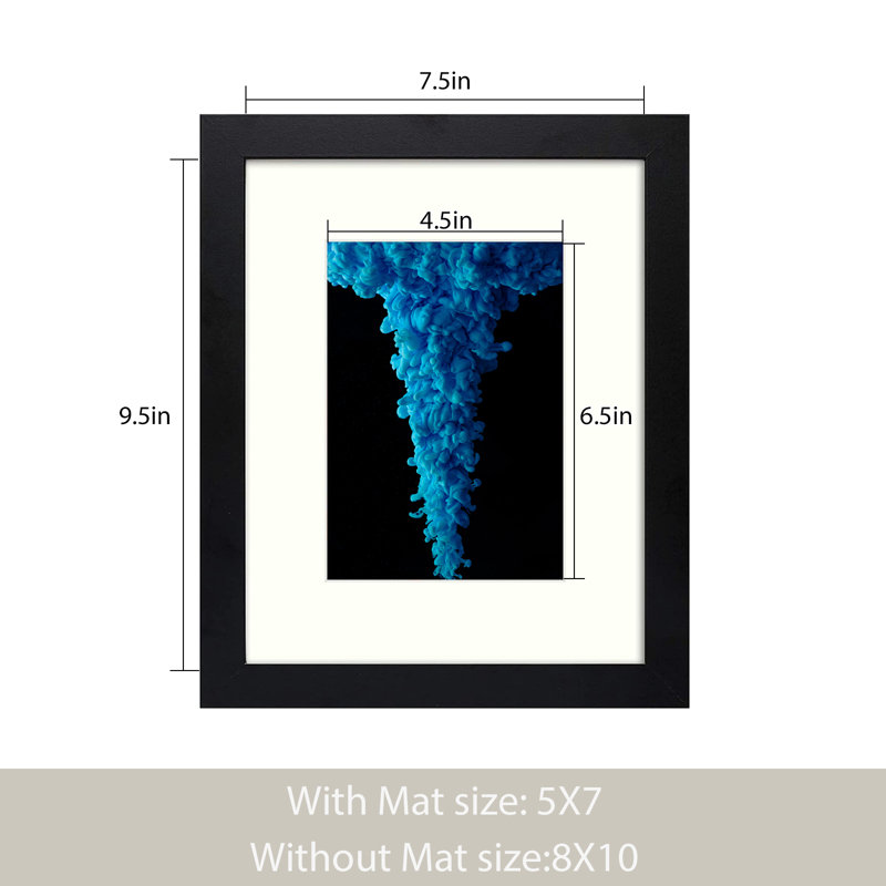 Dreketi Matte Gallery Wall Hanging Picture Frames, Black, 8' x 10" Matted to 5" x 7"