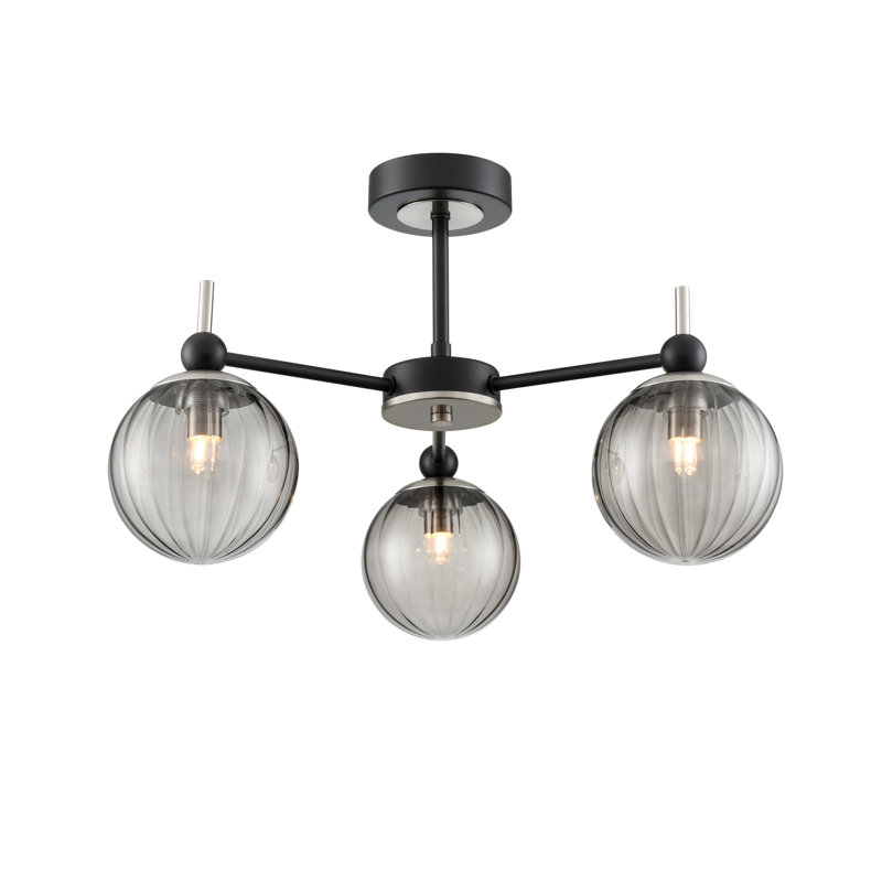 Darrnell Flush Mount, Black/Satin Nickel