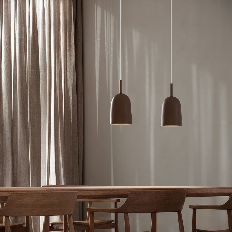 Vessel Pendant Light, 18" H x 14.5" W x 9" D, Walnut, White