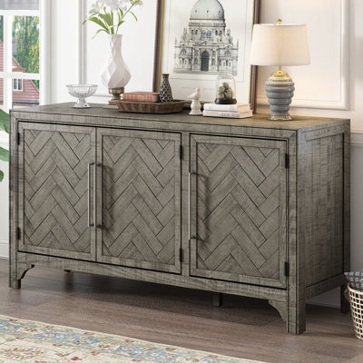 Buffet Ustyle, couleur grise, placage de pin, tablettes réglables pour la vie, entrée, bureau, armoire spacieuse et placage, tablettes, salon, bureau, apparence séduisante